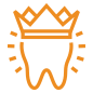 Animated tooth wearing a crown